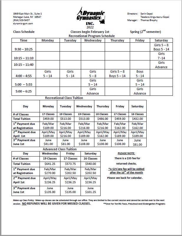 screenshote gymnastics schedule