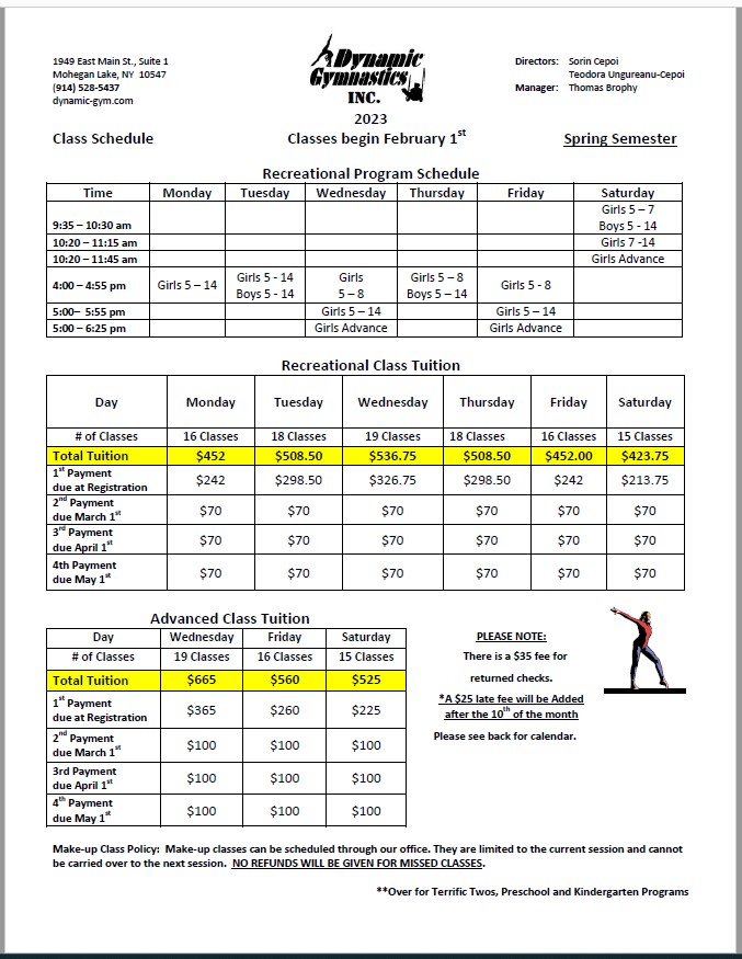 2023 Spring Session of dynamic gymnastics