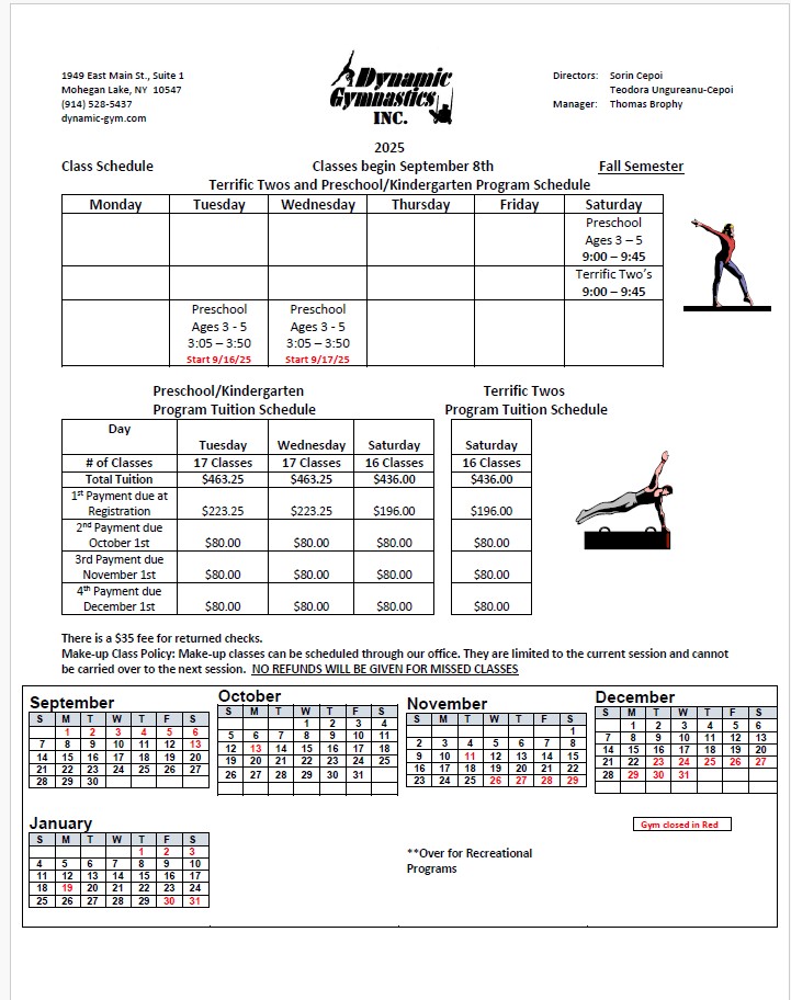 Dynamic Gymnastic's 2025 Fall Schedule and Tuition-page-2