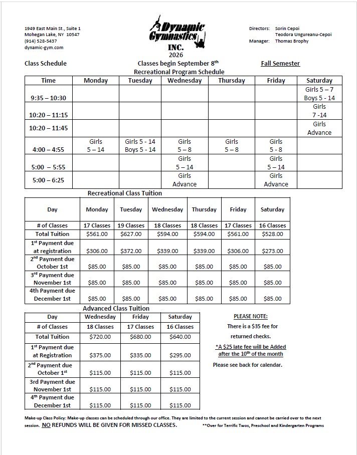 Dynamic Gymnastic 2026 Summer Semester